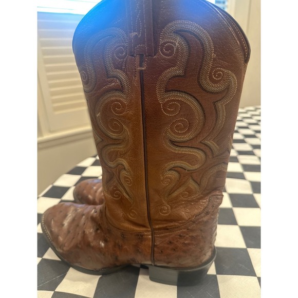 Tony Lama Ostrich Western Cowboy Boots Mens Brown Leather size 11D - Picture 5 of 9